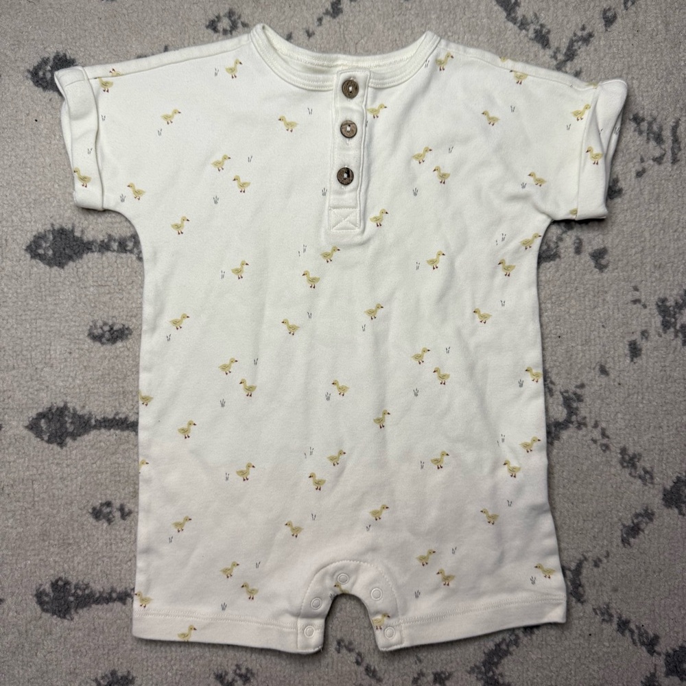 QUINCY MAE Organic Cotton Duck Printed Shorts Romper